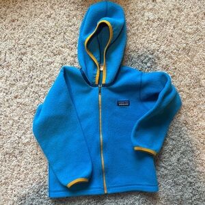 Patagonia 3T Bright Blue Fleece Jacket with Yellow Trim